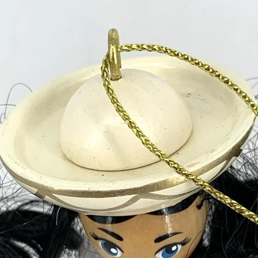 Kurt Adler Spanish Mexican Girl Christmas Ornament Wood Hand Crafted 4.75